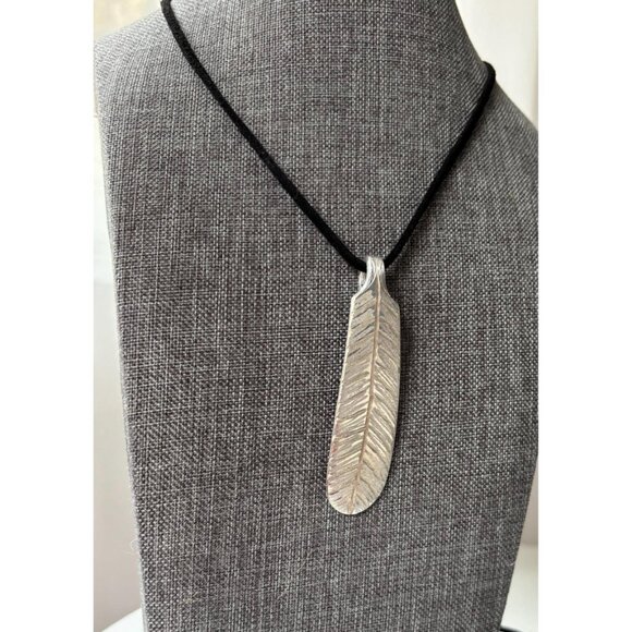 Handmade Feather Pendant Necklace Upcycled Silverware: Bohemian Flatware Jewelry - Picture 2 of 6
